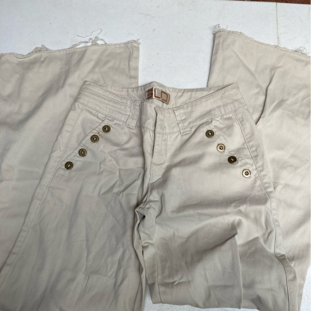 Khaki women’s Pants with Button Detail